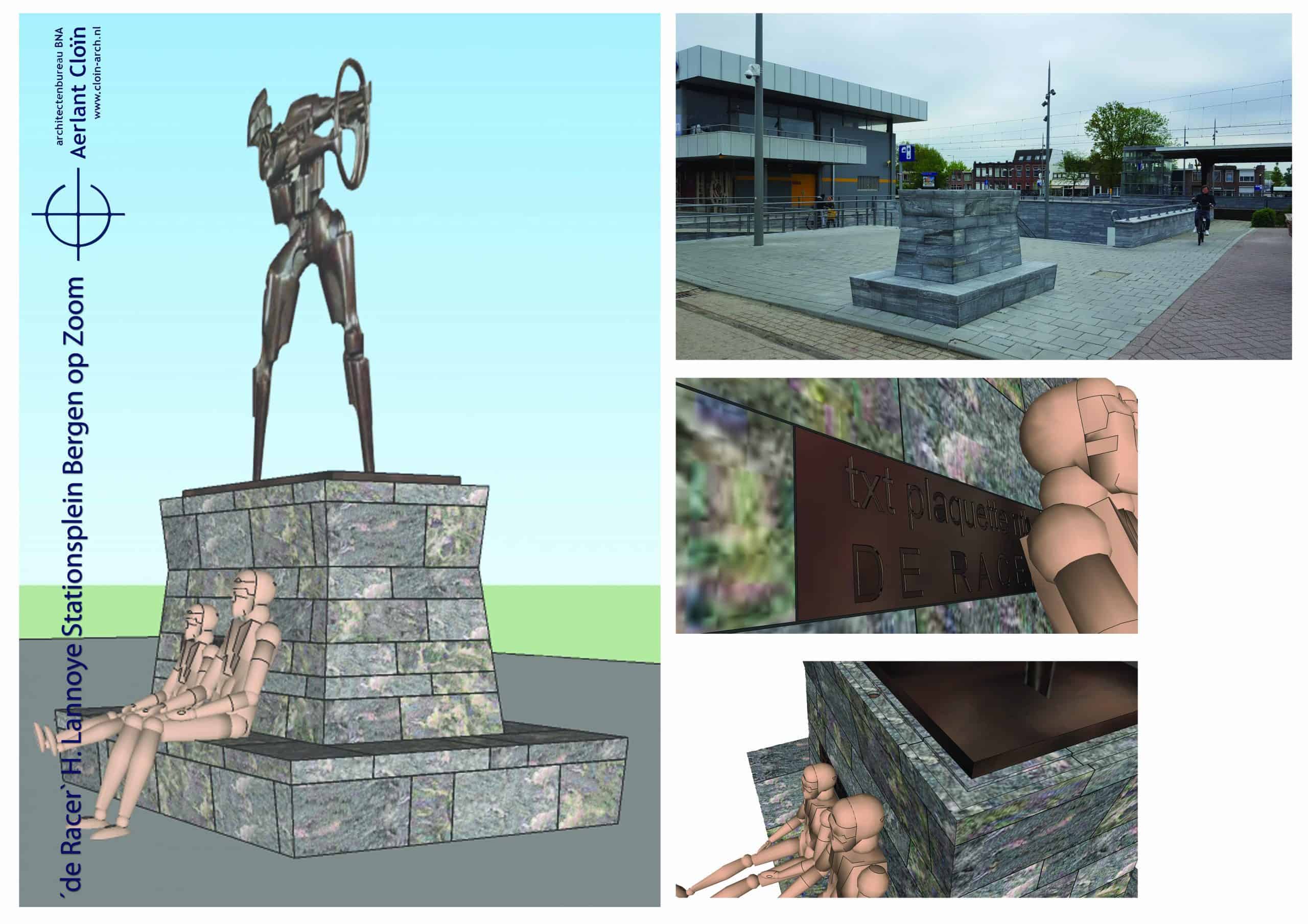 Sokkel voor kunstwerk aan het Stationsplein in Bergen op Zoom.